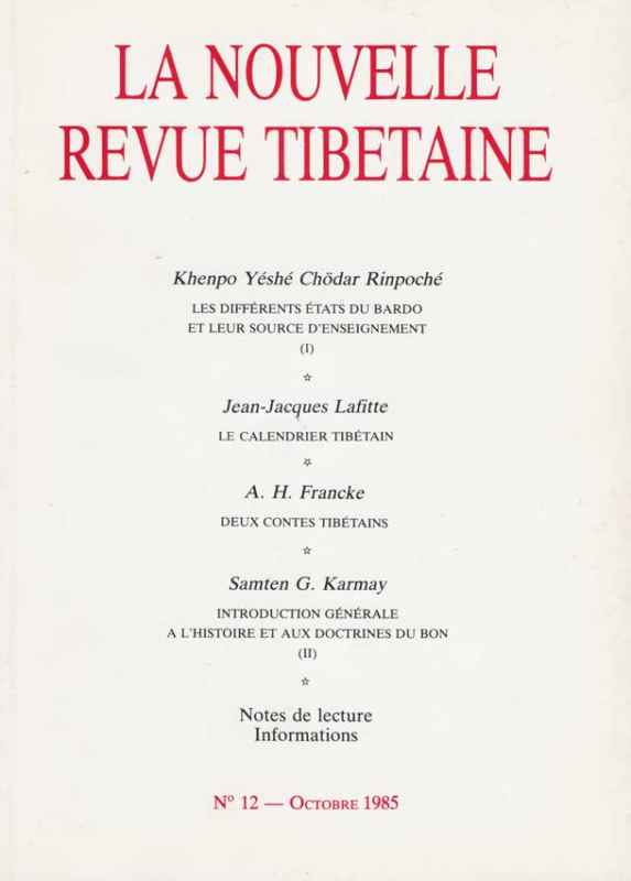 La Nouvelle Revue Tibétaine n12